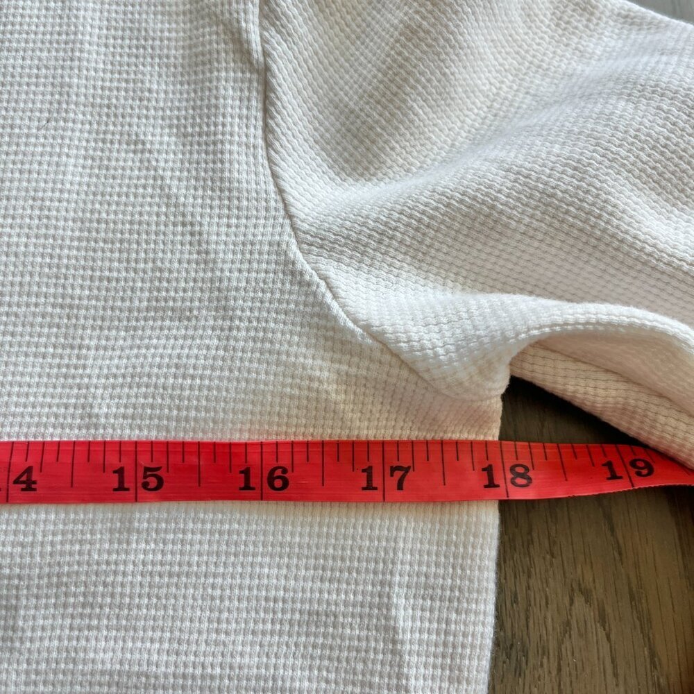 Organic Cotton Waffle Knit Henley Ivory Cream Size L Neutral Basic Minimalist - Picture 4 of 5